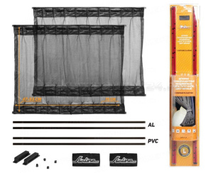 Шторки солнцезащитные раздвижные L (Д*В: 70*47-53см), цвет черный AIRLINE, ASPS-S-13
