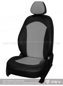 Чехлы Suzuki SX4 II 2013-> черно-серая экокожа "Оригинал"