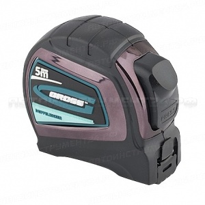 Рулетка "DoppelHaken", 5 м x 19 мм, двухсторонний зацеп, нейлон, двусторонняя шкала, автоматическая фиксация. GROSS