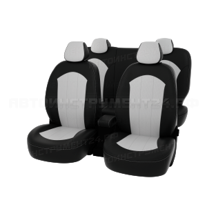 Чехлы Hyundai Solaris I 2011-2017г Hb черно-белая экокожа "Оригинал"