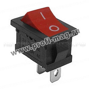 Выключатель клавишный квадратный ON-OFF Mini без подсветки "Red" (2-х контактный)