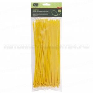Хомуты, 250 x 3,6 мм, пластиковые, желтые, 100 шт. Сибртех