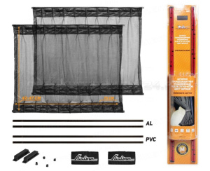 Шторки солнцезащитные раздвижные M (Д*В: 70*42-47см), цвет черный AIRLINE, ASPS-S-12