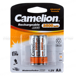 Аккумулятор AA: Ni-MH (никель-металлгидридный) 2500mAh 1,2V CAMELION /2/24/480