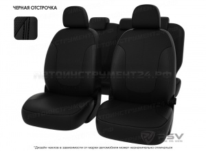 Чехлы VW Jetta 2011 Comfortline черный/отстрочка черная, экокожа "Оригинал"