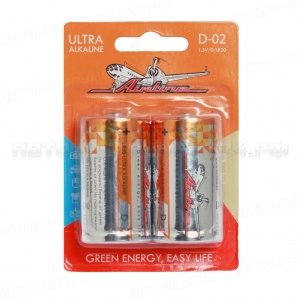 Батарейки LR20/D щелочные 2 шт. блистер (D-02)