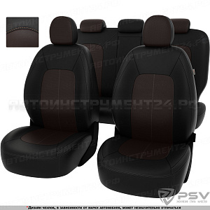 Чехлы VW Tiguan II 2016-> Разн. передние спинки черно-коричневая экокожа "Оригинал"