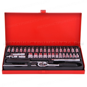 Набор слесарно-монтажный с квадратом 1/4", (Torx, SL, PH, PZ, Hex) 38 предметов Master