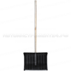 Лопата для уборки снега №3 пластиковая, деревянный черенок 500х390x1430 мм