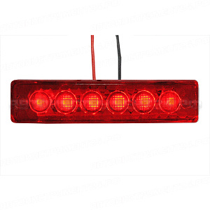 Фонарь габаритный LED 24V, красный (L=90мм, 6-светодиодов)