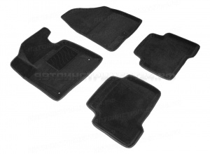 Коврики Hyundai Santa Fe III 2012 3D черный (Seintex) 83624