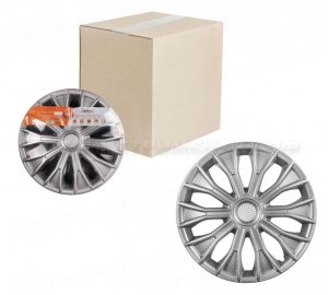 Колпаки колесные 16" "Волтек", серебристый, карбон, компл. 2 шт. AIRLINE, AWCC-16-14