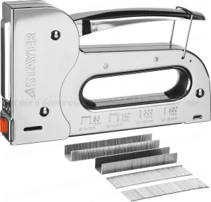Степлер для скоб 6-в-1: тип 53 (6-14 мм) / 140 (6-14 мм) / 13 (6-14 мм) / 53F (6-14 мм) / 300 (16 мм) / 500 (16 мм), STAYER