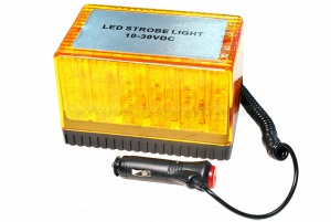 Маяк проблесковый светодиодн. 10-30 V ("Стробоскоп" КИРПИЧ, h=78мм, L=122x80мм, на магните, в прик.)