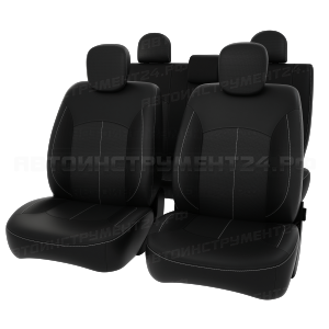 Чехлы Renault Duster/Sandero 2011-2015 черный/отстрочка белая, экокожа *Оригинал*