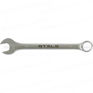Ключ комбинированный, 28 мм, CrV, матовый хром. STELS
