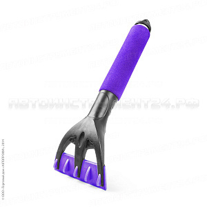 Скребок для снега "AUTOPROFI", ширина 10 см, с мягкой ручкой, 30 см, чёрн./фиолетовый, 1/100