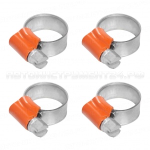 Хомуты 10-16/9,7 мм, червячные, усиленные, W1 (оцинк.), комплект 4 шт. AIRLINE, AHC-SK-04