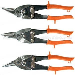 Ножницы по металлу, 250 мм, обрезиненные рукоятки, 3 шт (прямые, левые, правые) SPARTA