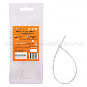 Стяжки (хомуты) кабельные 2,5*100 мм, пластиковые, белые, 10 шт. AIRLINE, ACT-N-01
