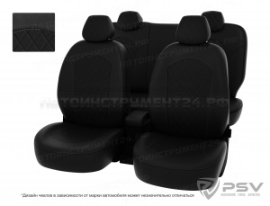 Чехлы Ford Mondeo IV 2006-2014 г. - (Trend) РОМБ/отстрочка черная, черная экокожа "Оригинал"