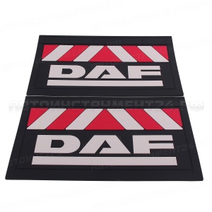 Брызговик задний 36x58 см DAF (объемный текст, красно-белая полоса)