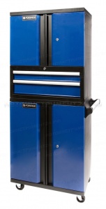 Тележка инструментальная 2-х полочная+2 двухстворчатых шкафа и перфорация(1530х660х450мм, шкафы 670х650х420мм/ 650х420х420мм, полки 560х400х60/100мм ) Forsage F-1141416
