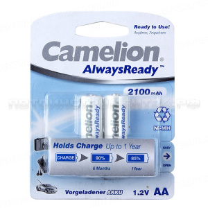 Аккумулятор AA: Ni-MH (никель-металлгидридный) 2100mAh 1,2V CAMELION /2/24/480