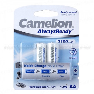 Аккумулятор AA: Ni-MH (никель-металлгидридный) 2100mAh 1,2V CAMELION /2/24/480