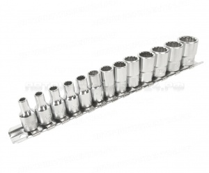 Набор головок торцевых 1/4" 12-ти гранных 04-14мм L=25мм 13 предметов JTC