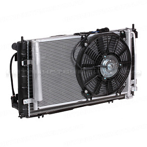 Блок охлаждения (радиатор+конденсор+вентиляторы) для автомобилей Приора (тип Panasonic) LUZAR, LRK 01272