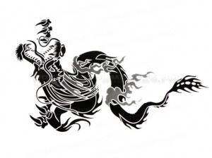 Наклейка ДРАКОН наружная внутреняя серебро (к-т на 2 стороны) 35х50см, шт