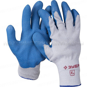 Перчатки ЗУБР рабочие с резиновым рельефным покрытием, размер XL