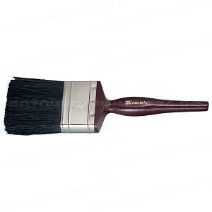 Кисть плоская "Декор" 1,5", натуральная черная щетина, деревянная ручка. MATRIX