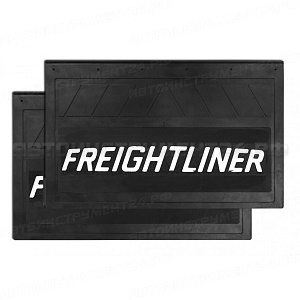 Брызговик задн. 580*360*7 Freightliner, резина, объемный, белая надпись, 6 отверстий, к-т