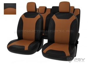 Чехлы Lada Xray 2015 черно-св. коричневая экокожа "Оригинал"