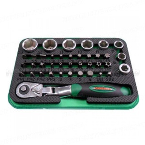 Набор торцевых головок 1/4"DR, вставок-бит с трещоточной рукояткой мини 1/4"DR, 60 зубцов, 40 предметов