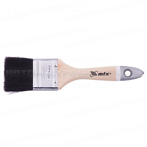 Кисть плоская, натуральная черная щетина, деревянная ручка размер 2. MTX