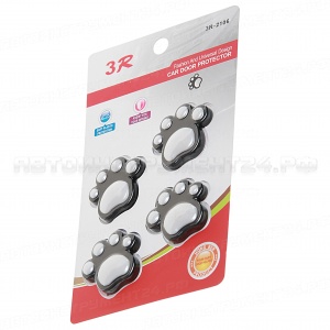 Накладки на двери защитные 3R-2106 BLACK "след" (4шт) 3R /1/100 NEW