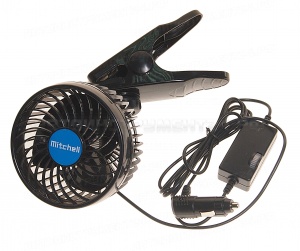 Вентилятор HX-601 12см (4.5") 12V (4W) диммер, на прищепке, с регулируемыми углами обдува black/blue MITCHELL 1/24 NEW