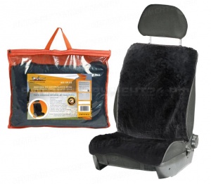 Накидка из натурального меха черная с коротким ворсом на переднее сидение AIRLINE