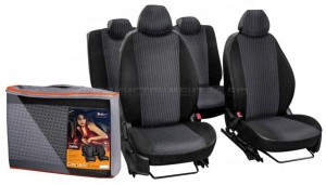 Чехлы для Volkswagen Polo седан (10-14 г.)(16-) "Лима", 13 пред., задн.спин. 1/3 с молн., жаккард-кожзам, черн. AIRLINE, ACCS-L-19