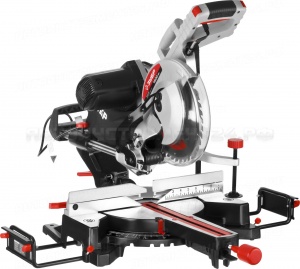 Пила торцовочная, ЗУБР ЗПТ-255-1800 ПЛР, d= 255 x 30 с протяжкой, ременная передача, 1800Вт, лазер, удлинители стола