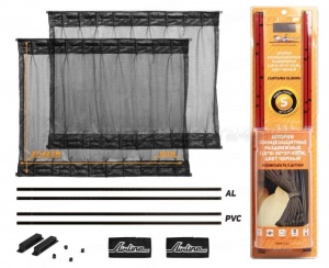 Шторки солнцезащитные раздвижные S (Д*В: 50*37-42см), цвет черный AIRLINE, ASPS-S-05