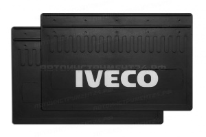 Брызговик перед. 520*330*6 IVECO, резина, объемный, белая надпись, 5 отверстий, к-т