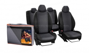 Авточехлы Hyundai Tucson, Kia Sportage с 2016г. Лима, 18 пр., задняя спинка 1/3 с молнией, жаккард-кожзам, цвет черный AIRLINE