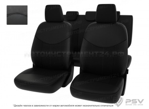 Чехлы Skoda Fabia II 2007-2015г черный/отстрочка черная, экокожа *Оригинал*