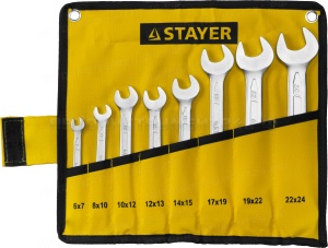Набор рожковых гаечных ключей 8 шт, 6 - 24 мм, STAYER