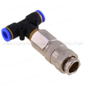 Соединитель тормозных трубок ПВХ, фитинг пластиковый с быстросъёмом D=8 мм