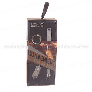 Кабель LC-89SV нейлоновая оплётка (брелок) 2в1: iPhone 5,6,7 (Lighting) /micro-USB (13см) серебрянный LDNIO /1 NEW